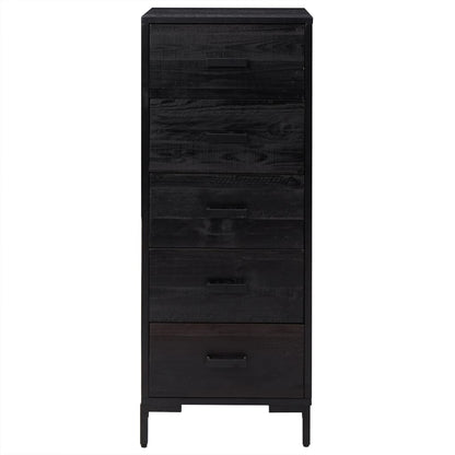 Chest Of Drawers Black 42X35X110 Cm Solid Pinewood