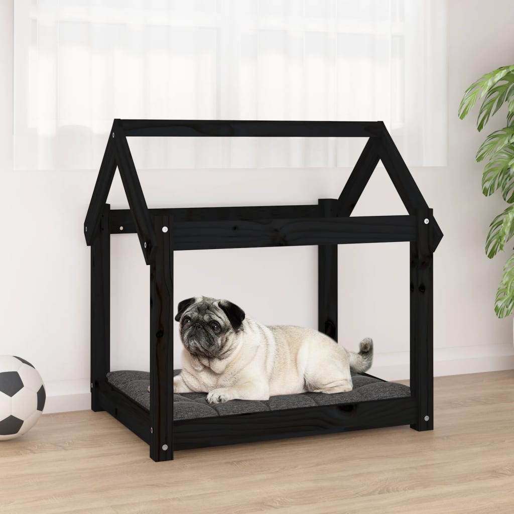 Dog Bed Black 71X55X70 Cm Solid Wood Pine