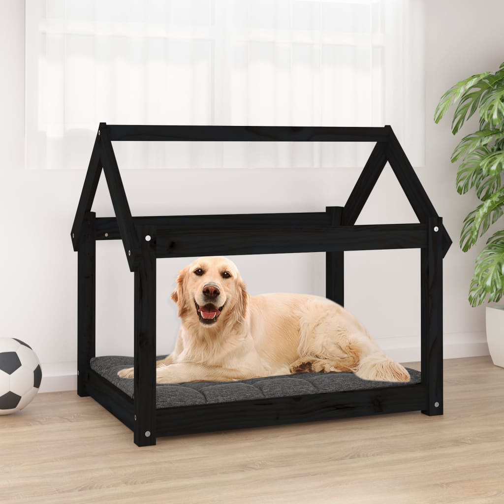 Dog Bed Black 81X60X70 Cm Solid Wood Pine