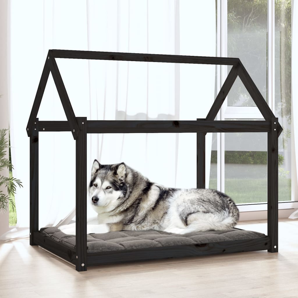 Dog Bed Black 111X80X100 Cm Solid Wood Pine