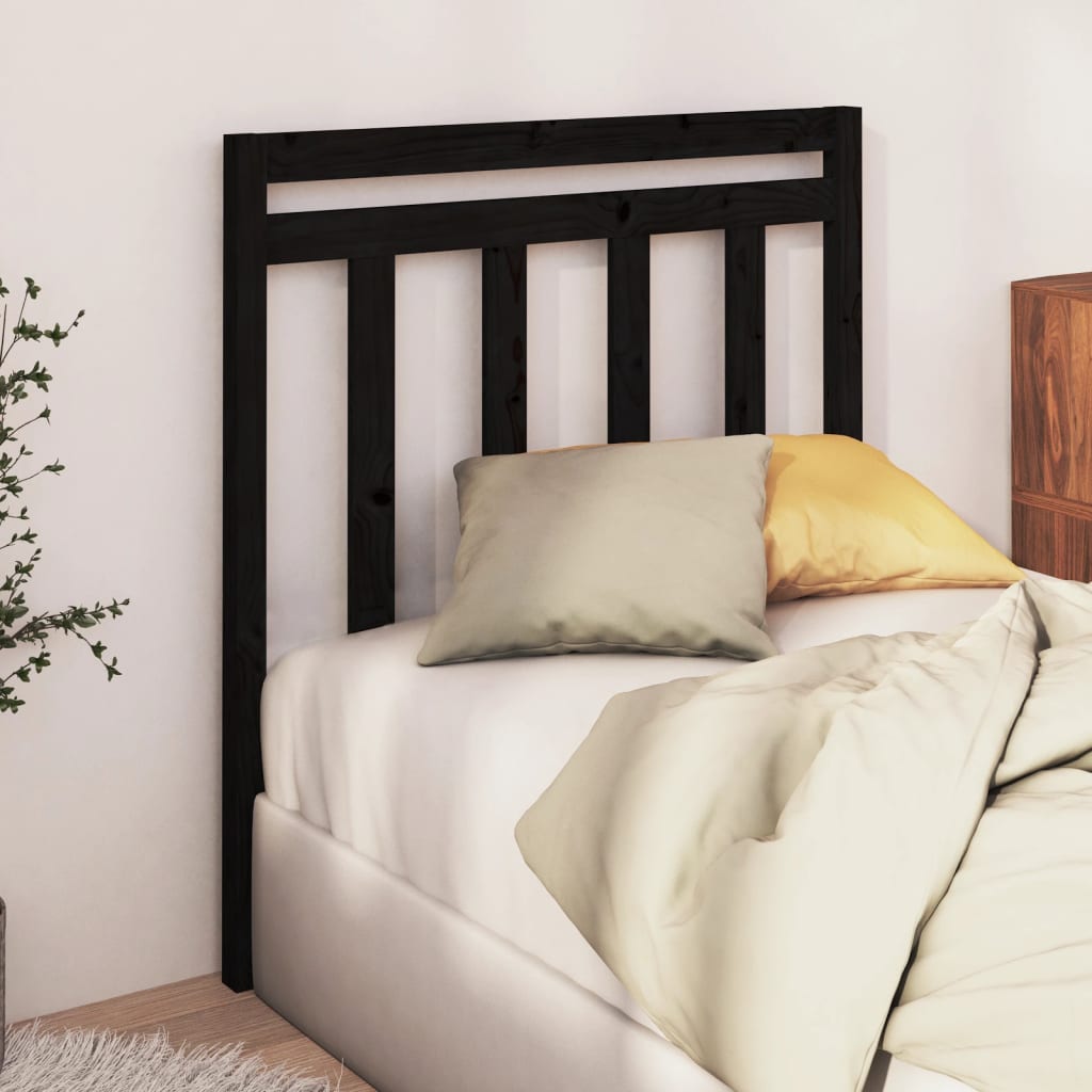 Bed Headboard Black 95X4X100 Cm Solid Wood Pine