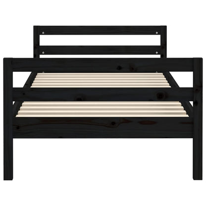 Bed Frame Without Mattress Black 90X200 Cm Solid Wood Pine