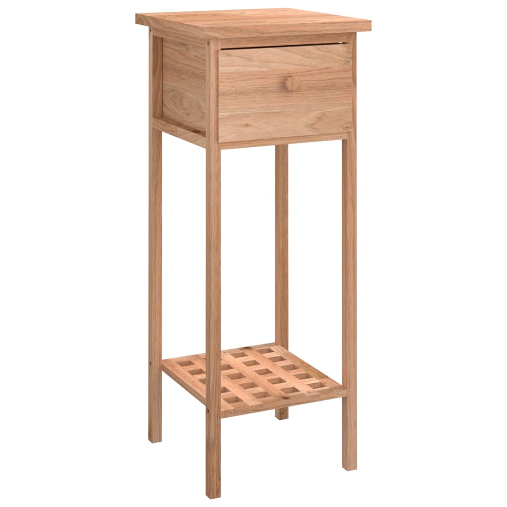 Side Table With Drawer 25X25X60Cm Solid Wood Walnut