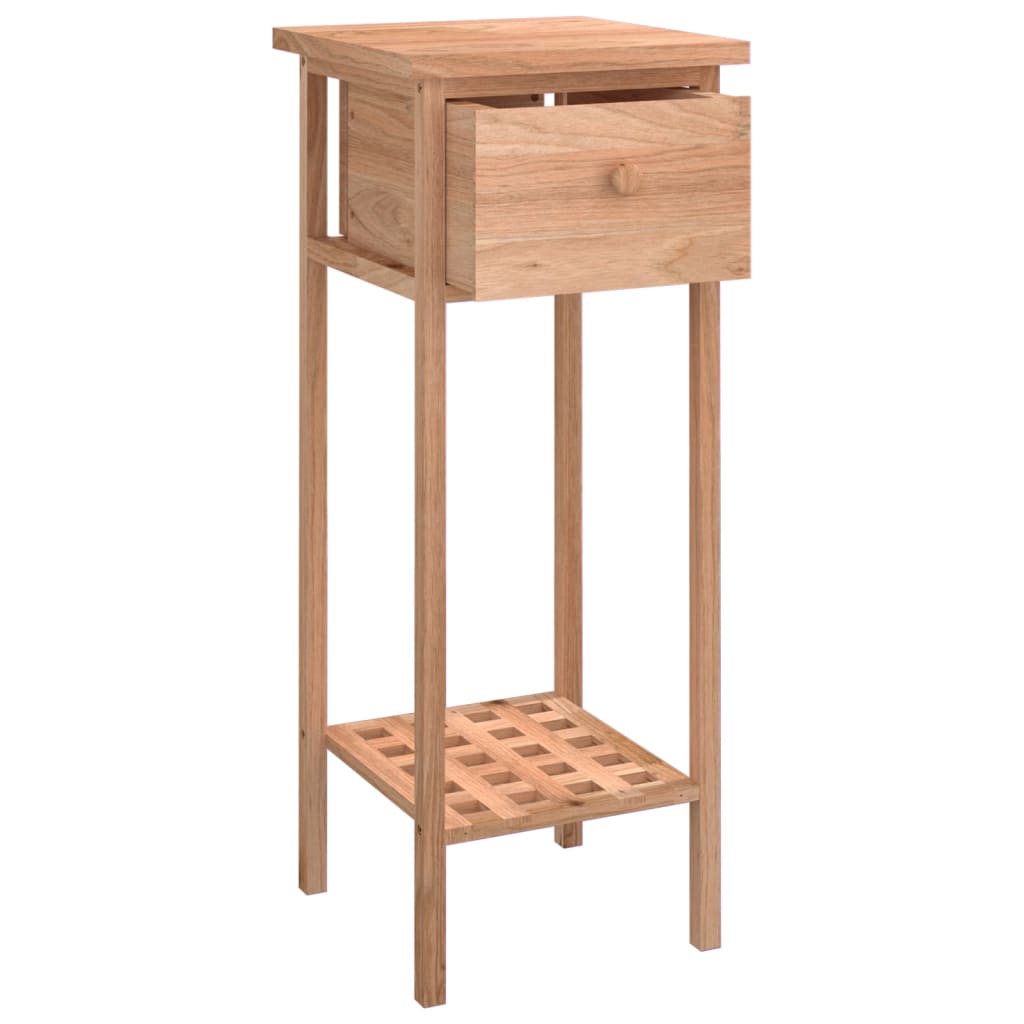 Side Table With Drawer 25X25X60Cm Solid Wood Walnut