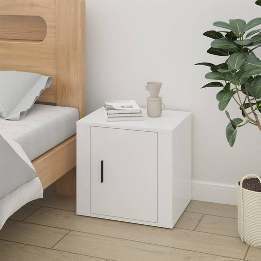 Bedside Cabinet High Gloss White 50X39X47 Cm