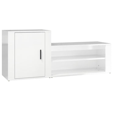 Shoe Cabinet High Gloss White 130X35X54 Cm Engineered Wood