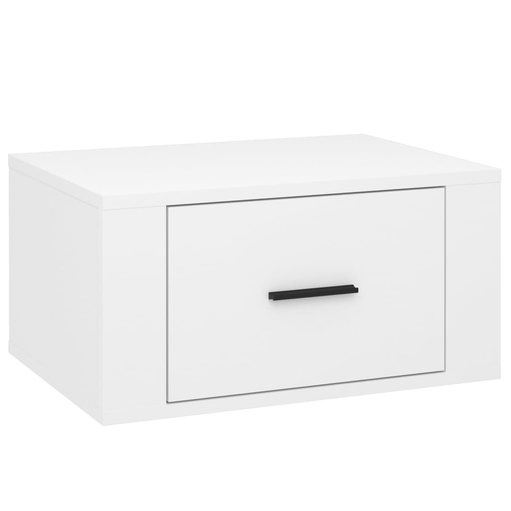 Wall-Mounted Bedside Cabinet High Gloss White 50X36X25 Cm