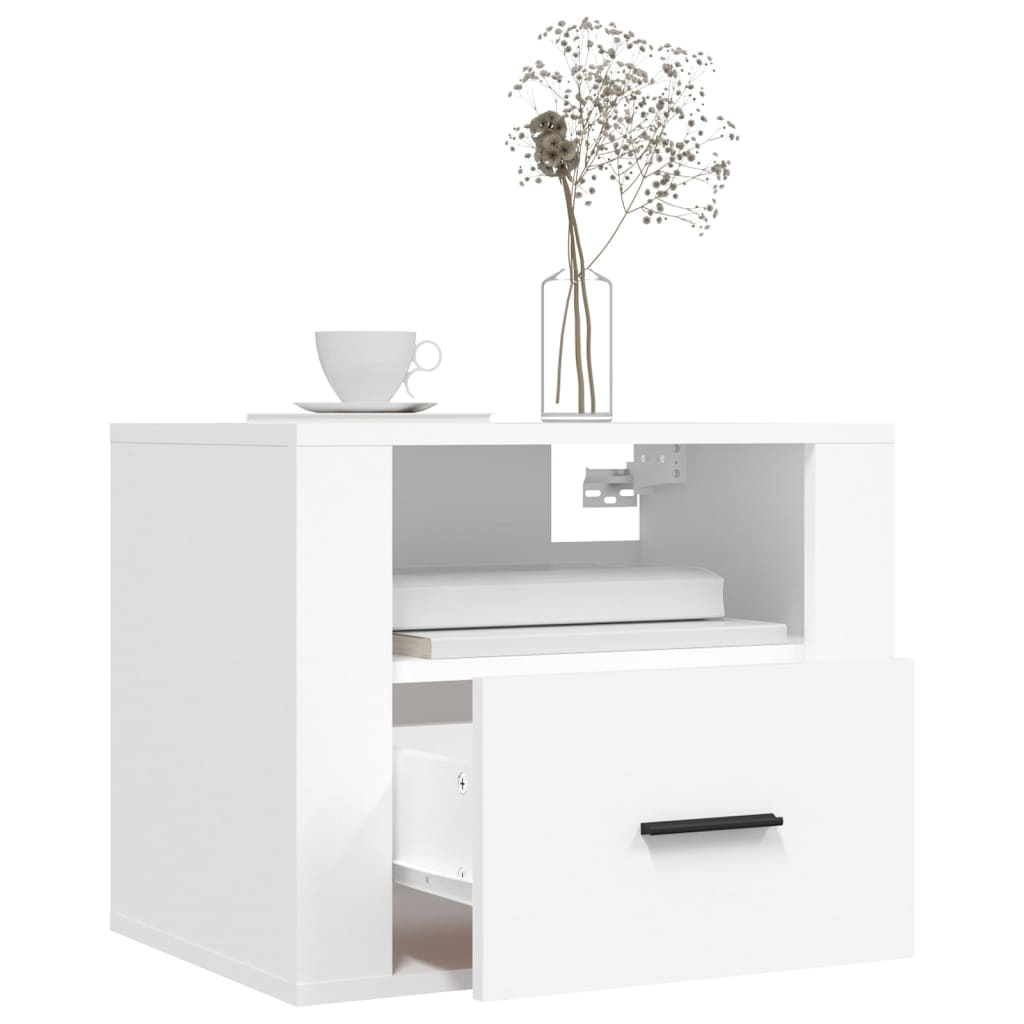 Wall-Mounted Bedside Cabinet White 50X36X40 Cm