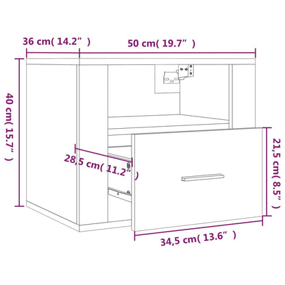 Wall-Mounted Bedside Cabinet White 50X36X40 Cm