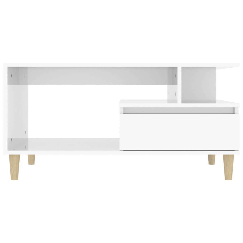 Coffee Table High Gloss White 90X49X45 Cm Engineered Wood