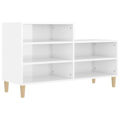 Shoe Cabinet High Gloss White 102X36X60 Cm Engineered Wood