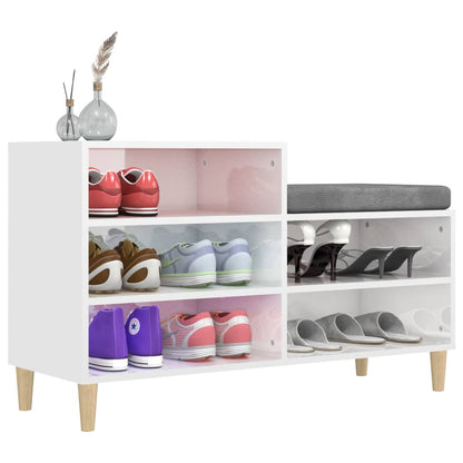 Shoe Cabinet High Gloss White 102X36X60 Cm Engineered Wood