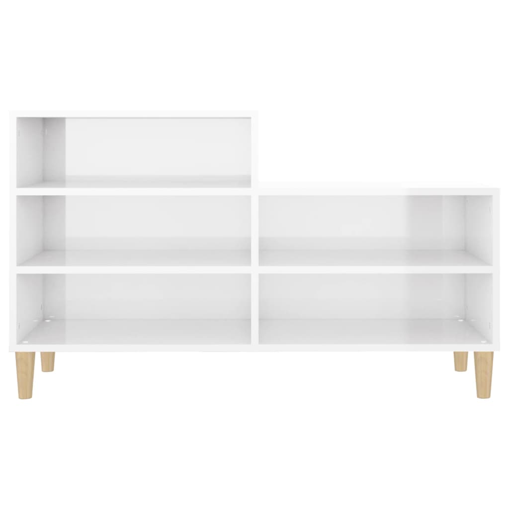 Shoe Cabinet High Gloss White 102X36X60 Cm Engineered Wood