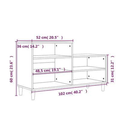 Shoe Cabinet High Gloss White 102X36X60 Cm Engineered Wood