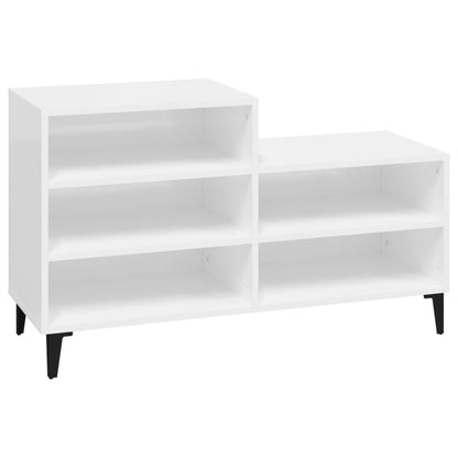 Shoe Cabinet High Gloss White 102X36X60 Cm Engineered Wood