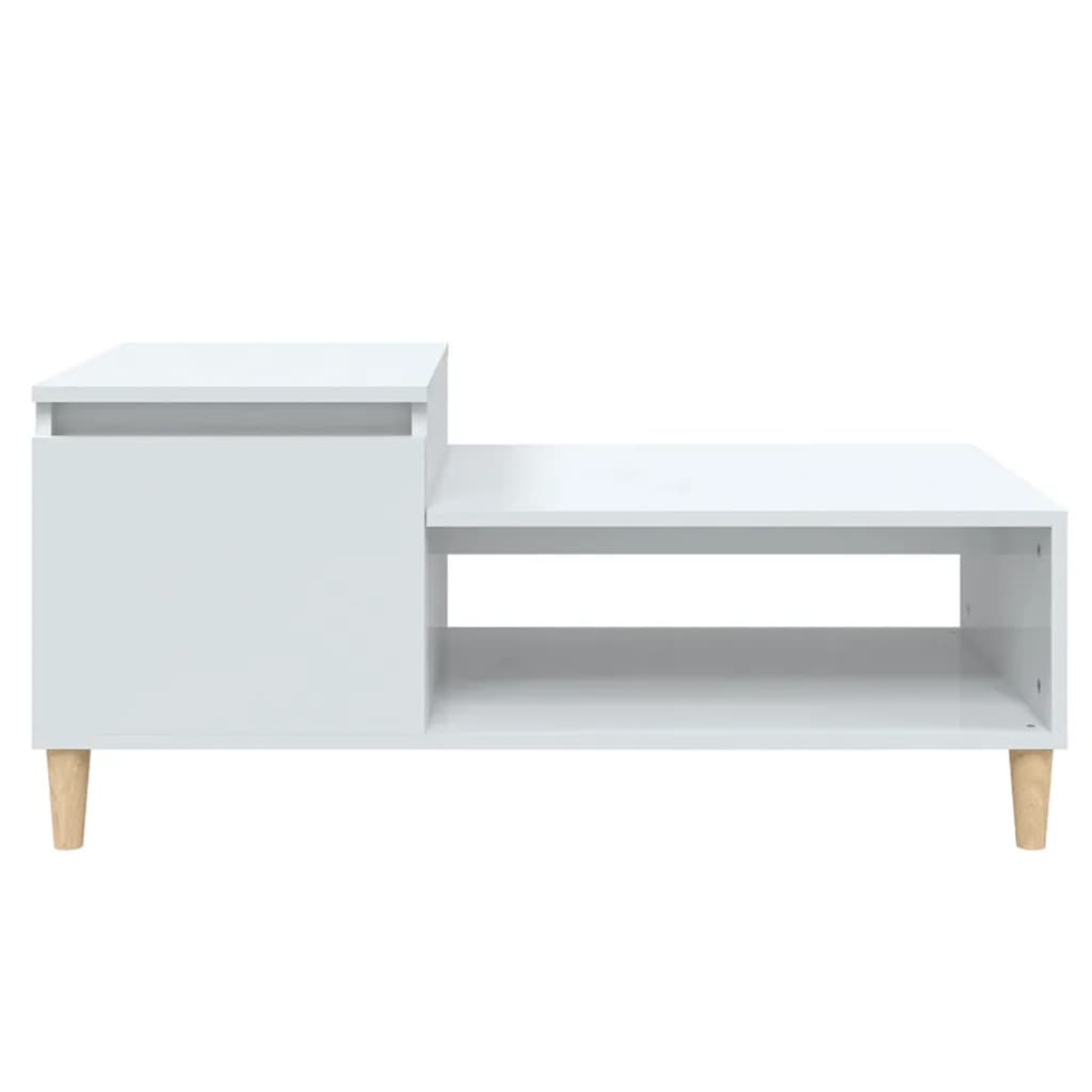 Coffee Table High Gloss White 100X50X45 Cm Engineered Wood