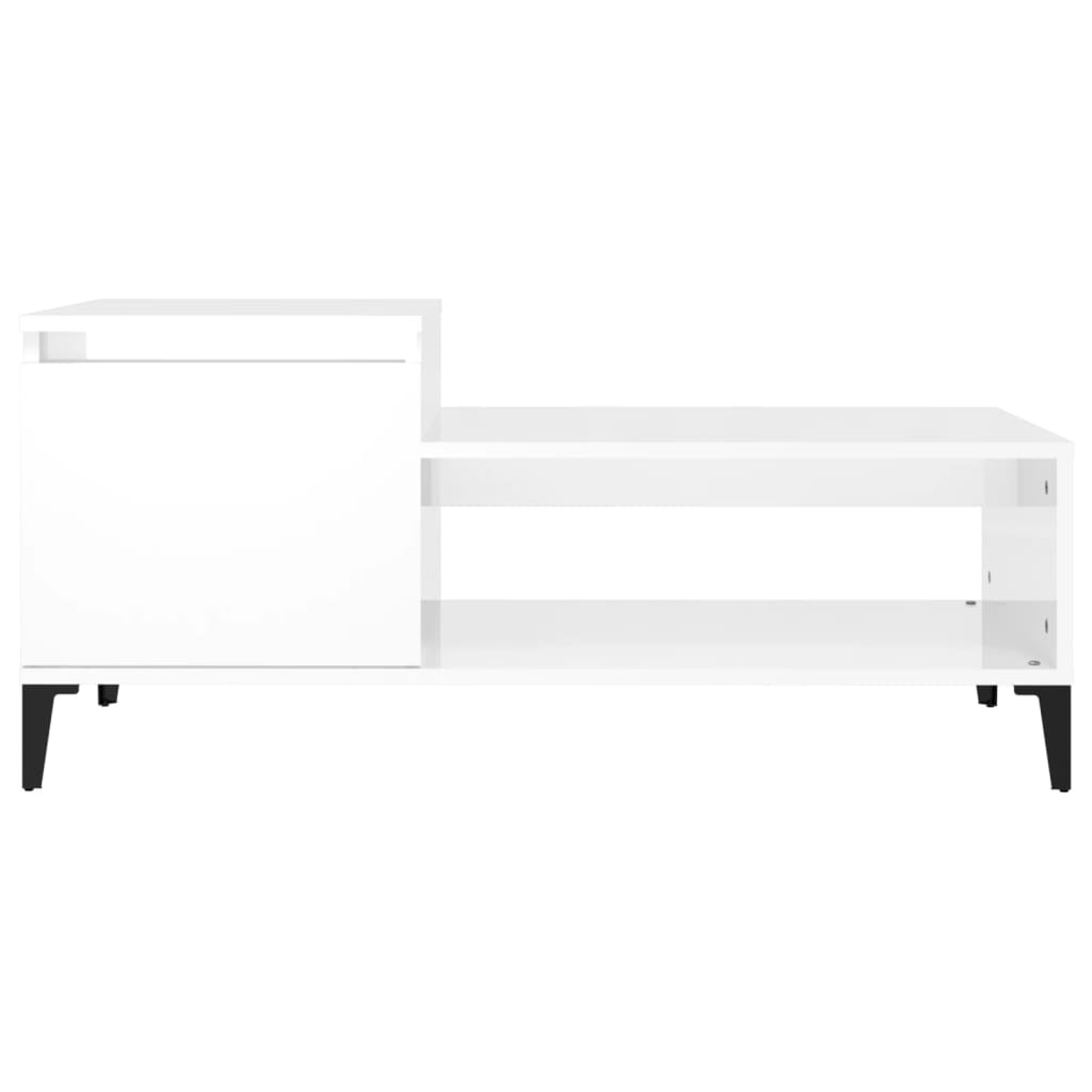 Coffee Table High Gloss White 100X50X45 Cm Engineered Wood