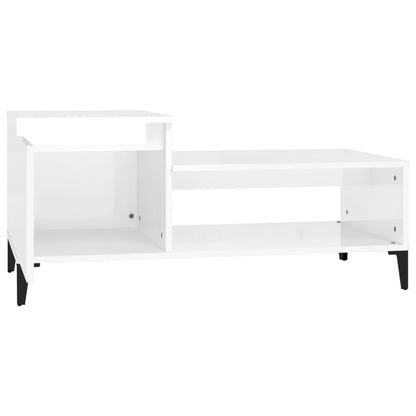 Coffee Table High Gloss White 100X50X45 Cm Engineered Wood