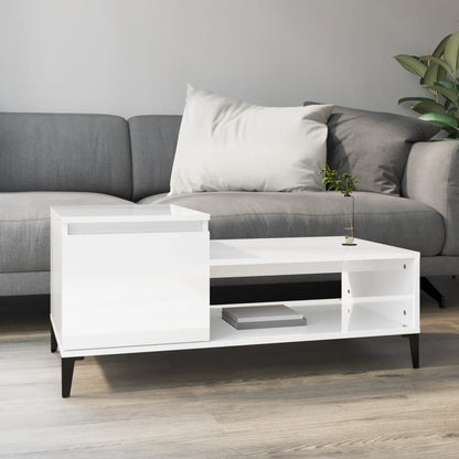 Coffee Table High Gloss White 100X50X45 Cm Engineered Wood