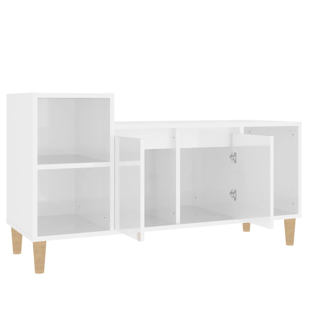 Tv Cabinet High Gloss White 100X35X55 Cm Engineered Wood