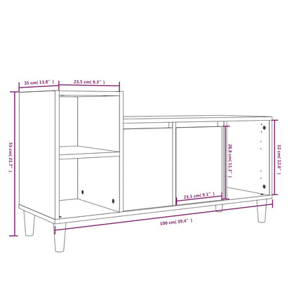 Tv Cabinet High Gloss White 100X35X55 Cm Engineered Wood