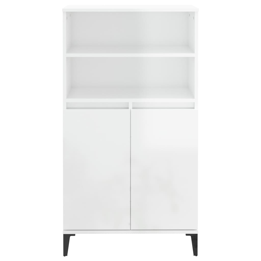 Highboard High Gloss White 60X36X110 Cm Engineered Wood