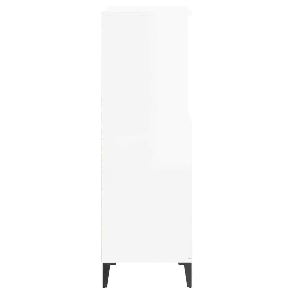 Highboard High Gloss White 60X36X110 Cm Engineered Wood