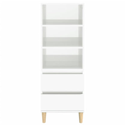 Highboard High Gloss White 40X36X110 Cm Engineered Wood