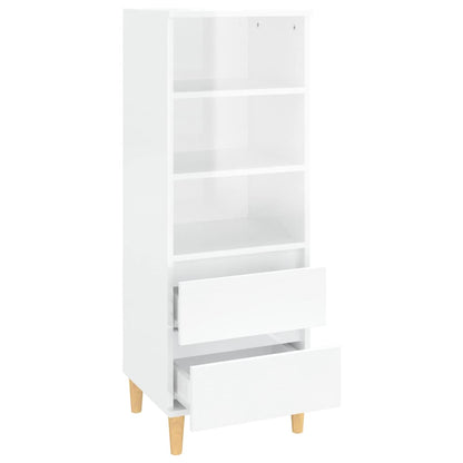 Highboard High Gloss White 40X36X110 Cm Engineered Wood