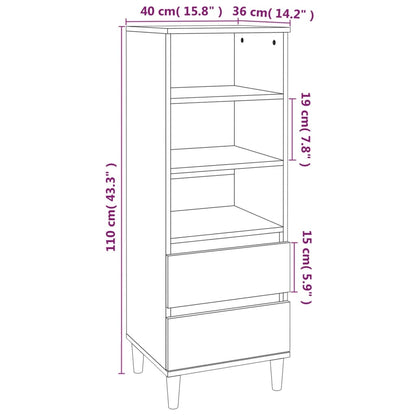 Highboard High Gloss White 40X36X110 Cm Engineered Wood