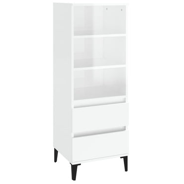 Highboard High Gloss White 40X36X110 Cm Engineered Wood