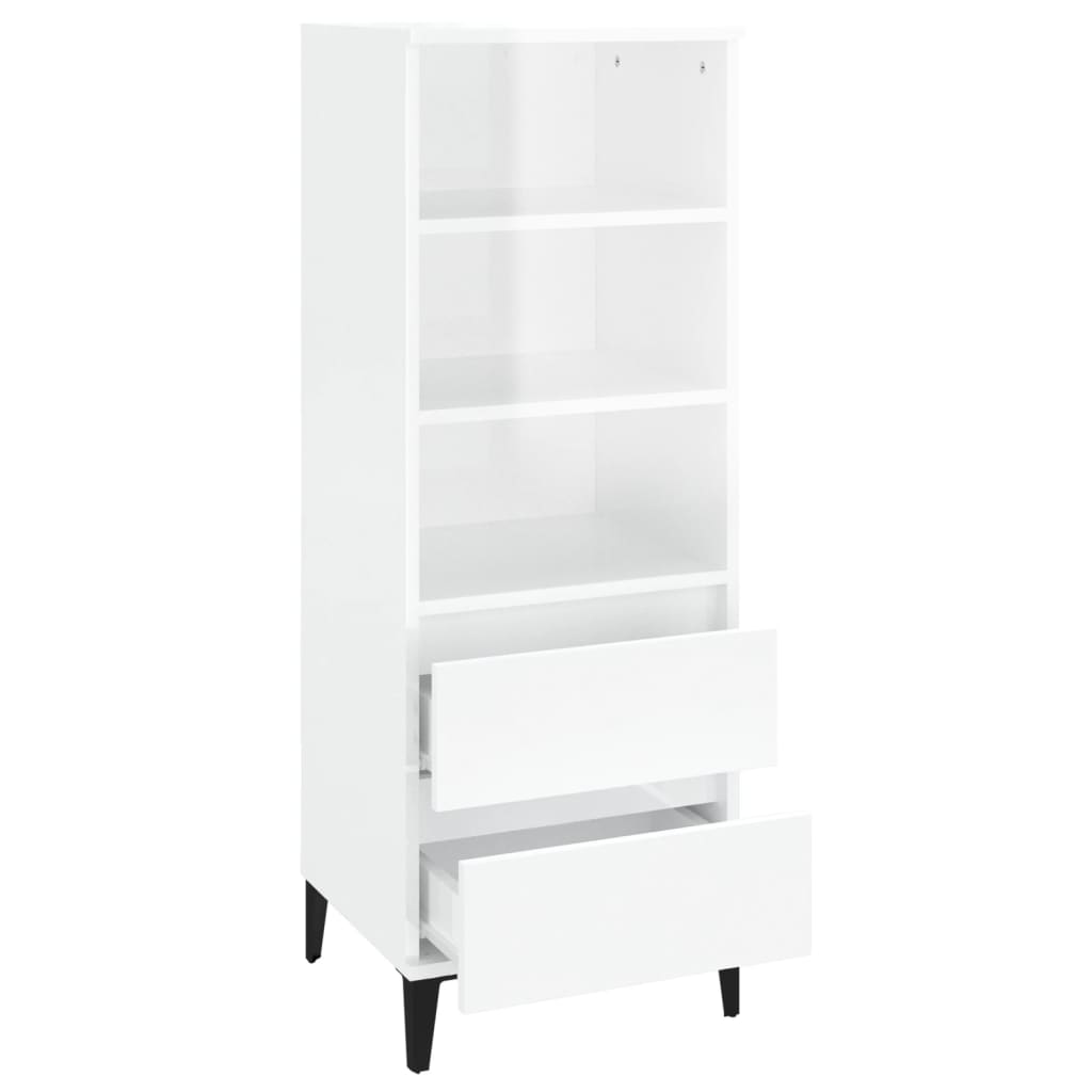 Highboard High Gloss White 40X36X110 Cm Engineered Wood