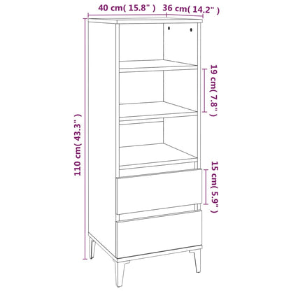 Highboard High Gloss White 40X36X110 Cm Engineered Wood