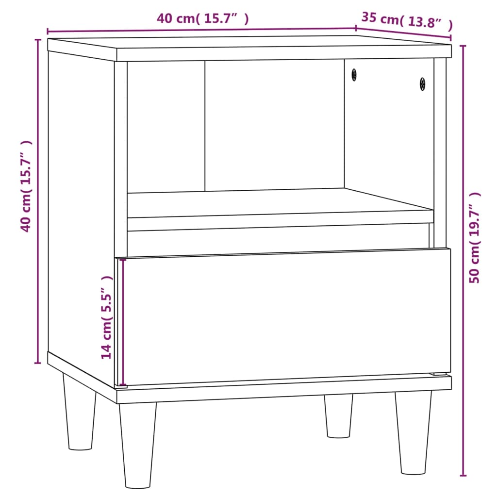 Bedside Cabinet Brown Oak 40X35X50 Cm