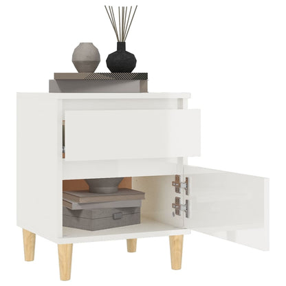 Bedside Cabinet High Gloss White 40X35X50 Cm