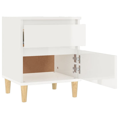 Bedside Cabinet High Gloss White 40X35X50 Cm