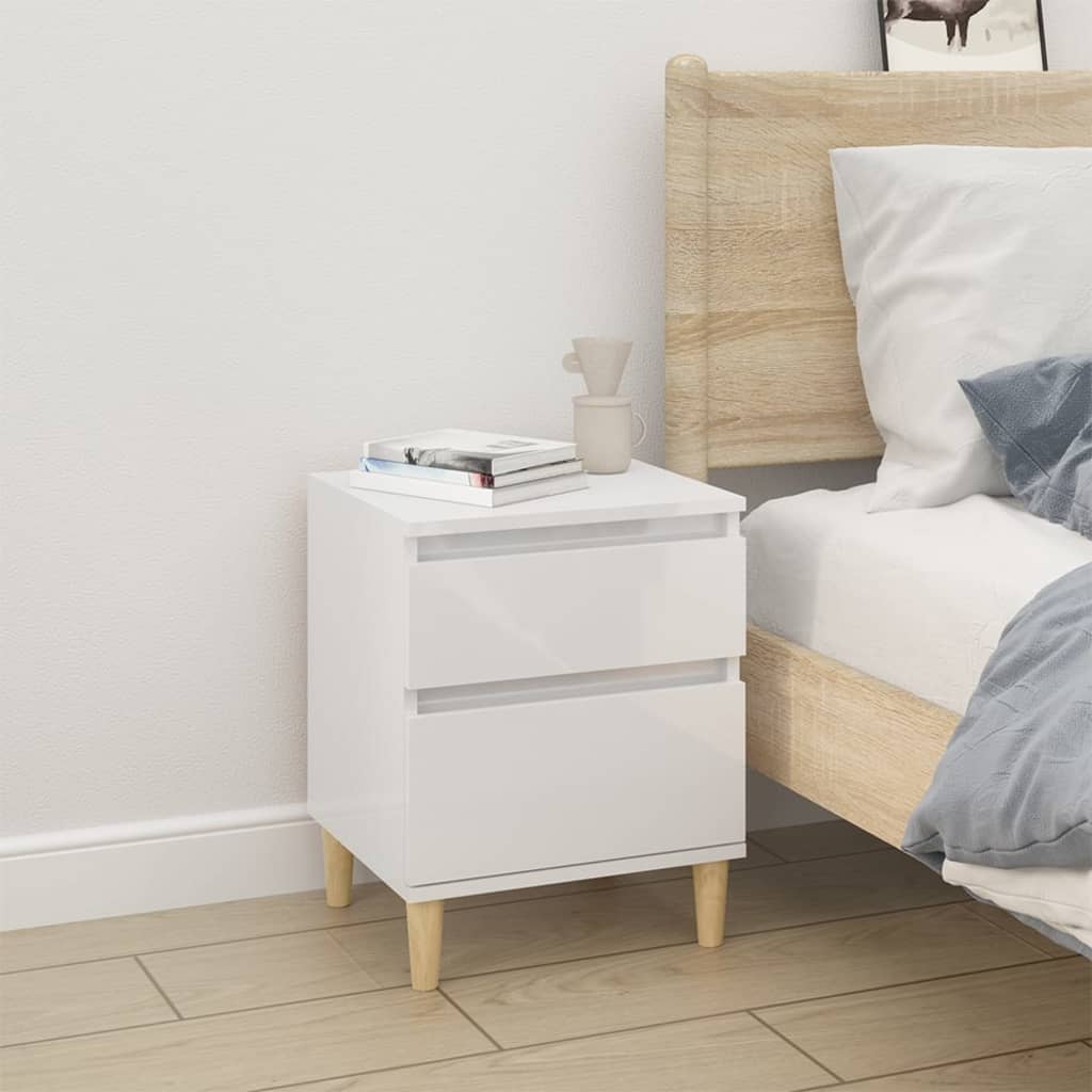 Bedside Cabinet High Gloss White 40X35X50 Cm