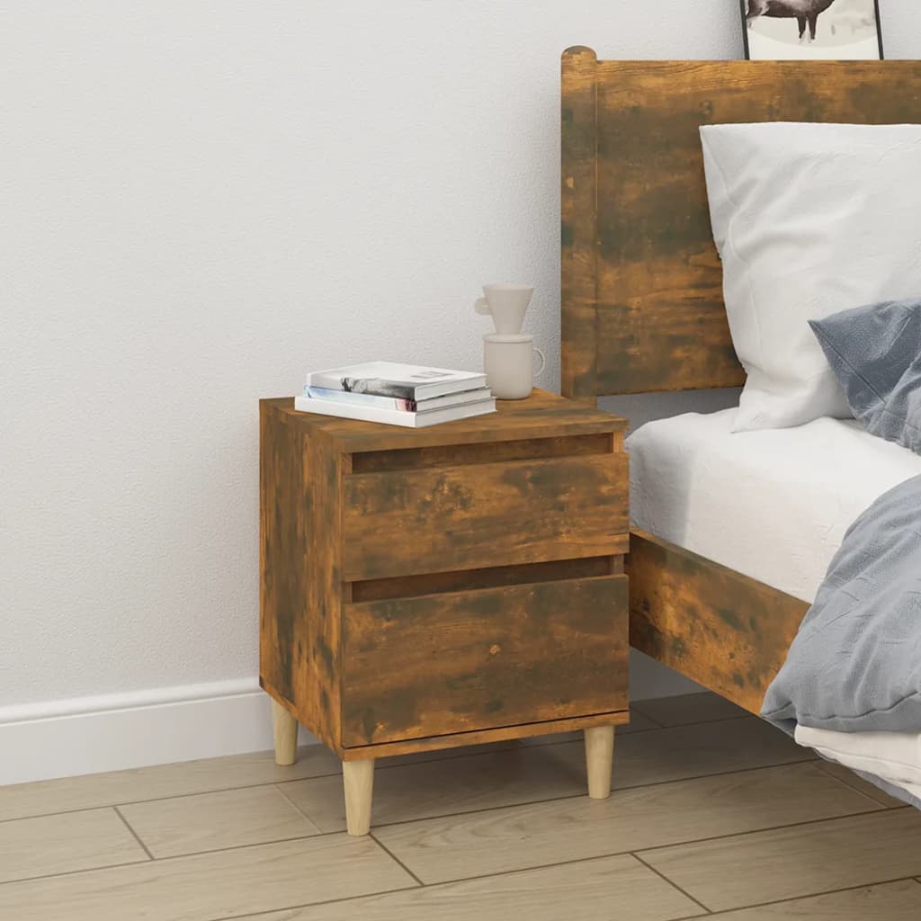 Bedside Cabinet Smoked Oak 40X35X50 Cm