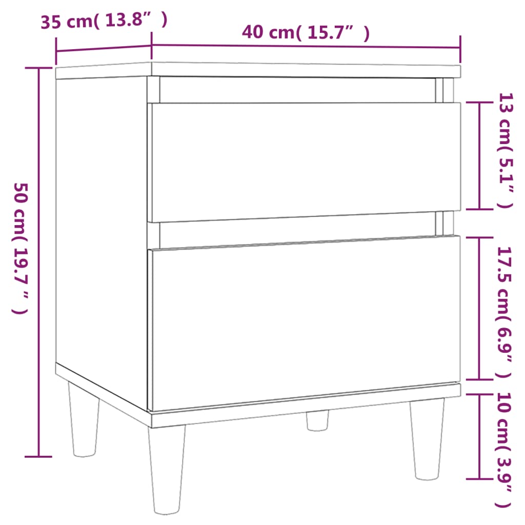 Bedside Cabinet Brown Oak 40X35X50 Cm