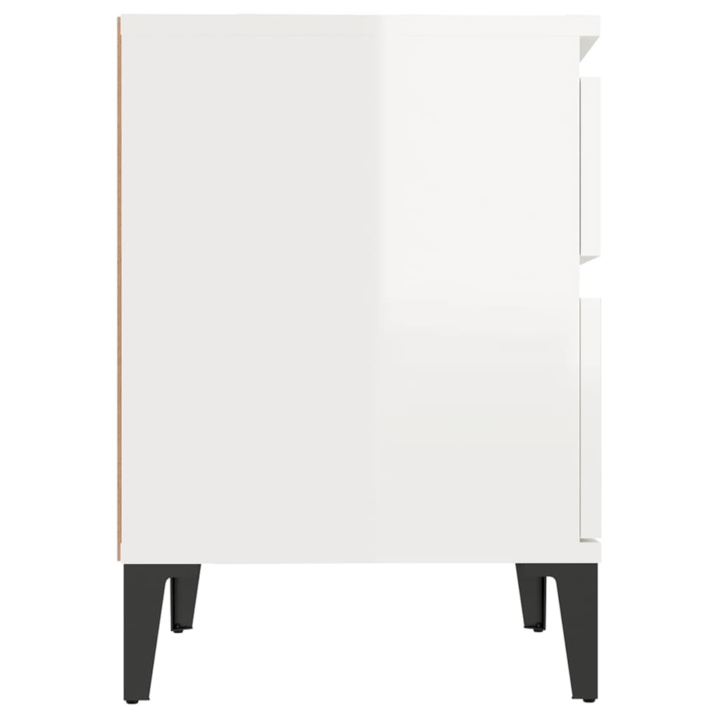 Bedside Cabinet High Gloss White 40X35X50 Cm