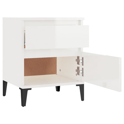 Bedside Cabinet High Gloss White 40X35X50 Cm