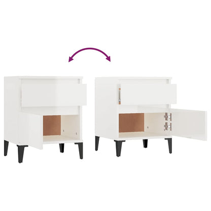 Bedside Cabinet High Gloss White 40X35X50 Cm