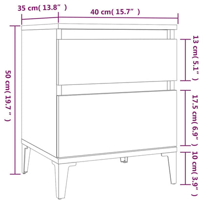 Bedside Cabinet High Gloss White 40X35X50 Cm