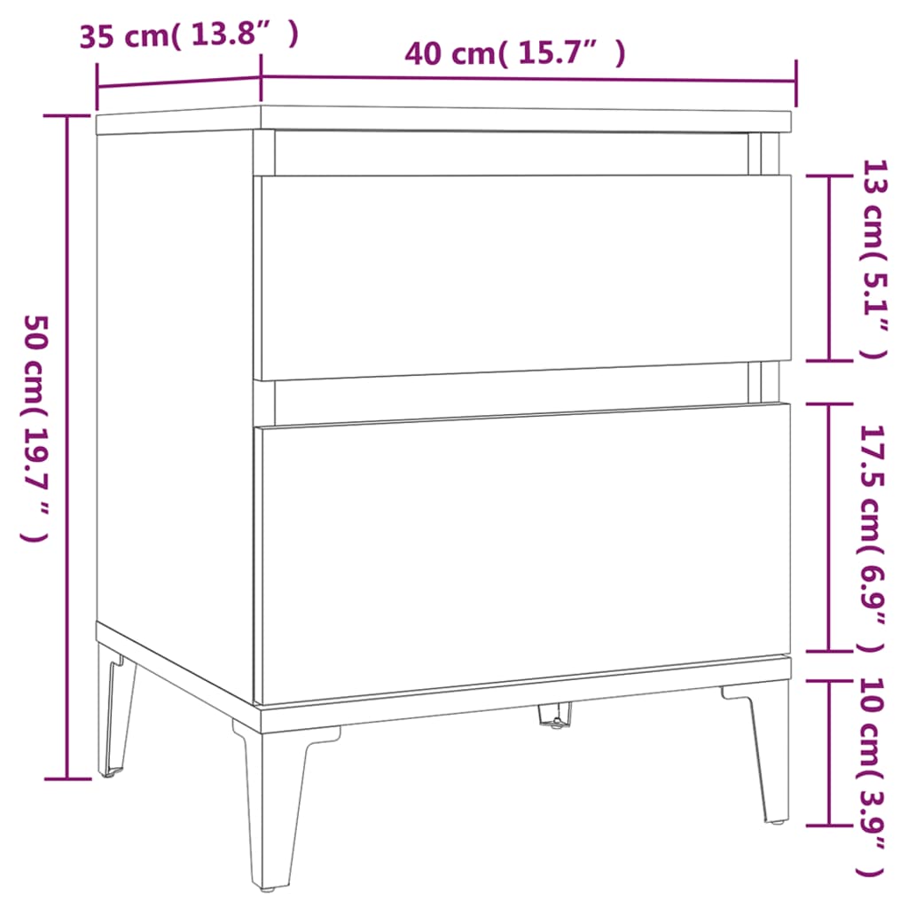 Bedside Cabinet Smoked Oak 40X35X50 Cm