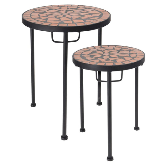 Progarden 2 Pcs Side Table Set With Mosaic Top