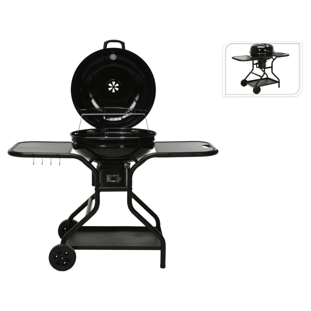 Progarden Grill On Wheels With Side Table Black