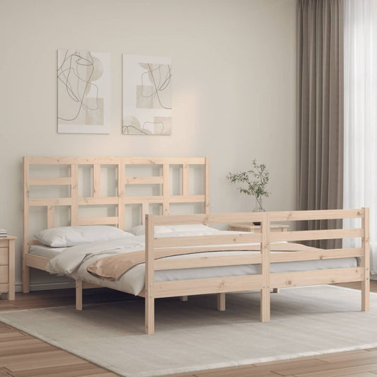 Bed Frame With Headboard King Size Solid Wood