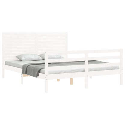 Bed Frame With Headboard White King Size Solid Wood