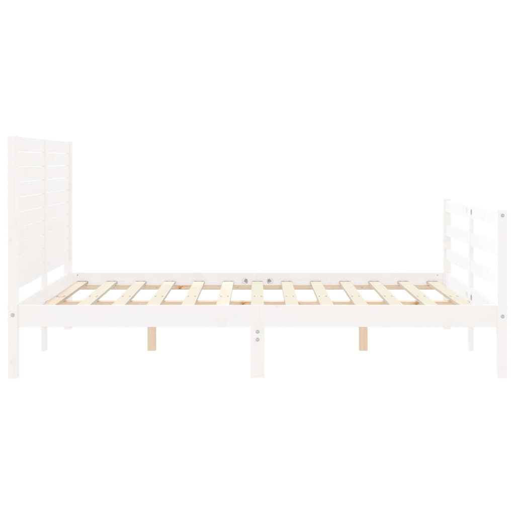 Bed Frame With Headboard White King Size Solid Wood