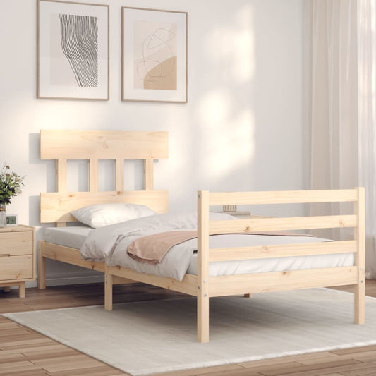 Bed Frame With Headboard Single Solid Wood